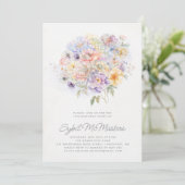 18thバースデーパーティーウォーターカラーフローラブーケ 招待状 (スタンド正面)