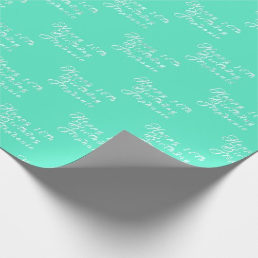 18thバースデーパーティーネームティール(緑がかった色)アクアターコイズ ラッピングペーパー (角)