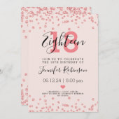 18thバースデーパーティーバラ金ゴールドグラムグリッター赤面 招待状 (正面/裏面)