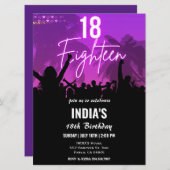 18thバースデーパーティーピンクネオン招待状 招待状 (正面/裏面)
