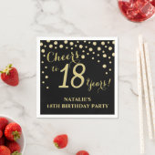 18thバースデーパーティーブラック&金ゴールドダイヤモンドナプキン スタンダードカクテルナプキン (インサイチュ)