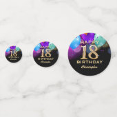 18thバースデーパーティーブラック&金ゴールド紙吹雪 コンフェッティ (正面)