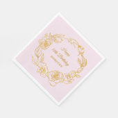 18thバースデーパーティールックス金ゴールドバラピンクカクテル スタンダードランチョンナプキン (角)