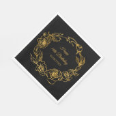 18thバースデーパーティールックス金ゴールドバラブラックカクテル スタンダードランチョンナプキン (角)