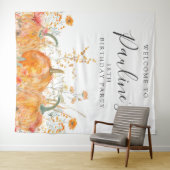 18thバースデーパーティー秋かぼちゃワイルドフラワー タペストリー (インサイチュ(横))