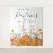 18thバースデーパーティー秋かぼちゃワイルドフラワー タペストリー (正面)