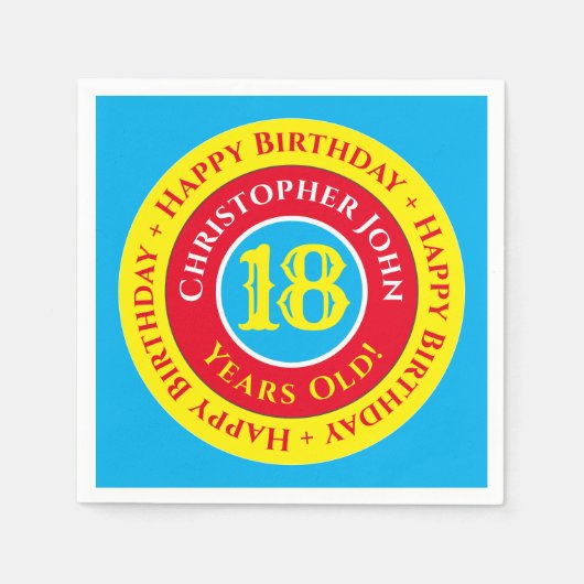 18thバースデーパーティー紙ナプキンス スタンダードカクテルナプキン (正面)
