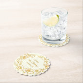 18thバースデーパーティー金ゴールドバラアイボリーホワイト ペーパーコースター (インサイチュ)