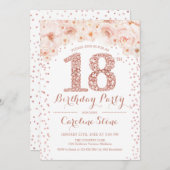 18thバースデーパーティー – ホワイトローズ金ゴールド 招待状 (正面/裏面)