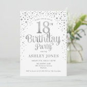 18thバースデーパーティー – ホワイト&シルバー 招待状 (スタンド正面)