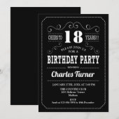 18thバースデーパーティー – 白黒 招待状 (正面/裏面)