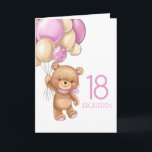 18th誕生日かわいいピンクバルーン女の子テディカード カード<br><div class="desc">18歳の誕生日かわいいピンクのバルーン女の子テディカード甘いベビーテディベアパーソナライズされたカード女の子のために。我々は心から待つことができる。クリックカスタマイズフォントのサイズや文字色、文字スタイルなどを変更する「it!」ボタン！</div>