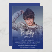 18th誕生日の招待誕生日ディナーフォトメンズ 招待状 (正面/裏面)