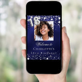 18th誕生日の青い銀の星の写真へようこそ ポスター