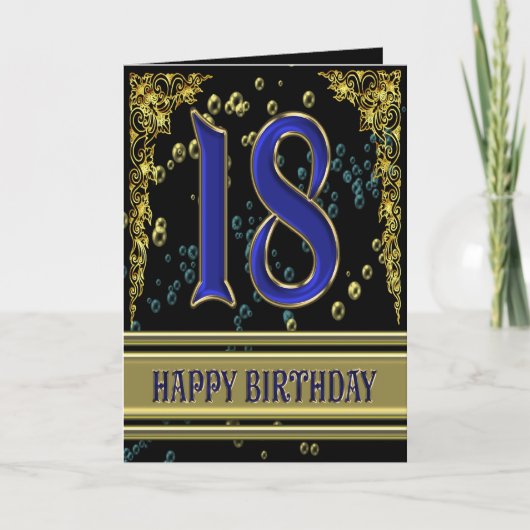 18th誕生日カードと金ゴールドとバブル カード (正面)