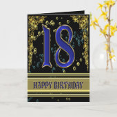 18th誕生日カードと金ゴールドとバブル カード (黄色い花)