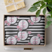 18th誕生日シックなピンクローズ白黒ストライプ 薄葉紙 (ギフト)