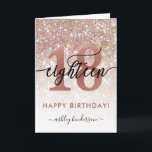 18th誕生日シックグリッター グラデーション カード<br><div class="desc">18モダン歳ガーリーの誕生日にシックなバースデーカード。デザインシャンパンスパークリーグリッターの質感、バラ金ゴールド18、書道スクリプト18をフィーチャー。名前とメッセージでパーソナライズ。</div>