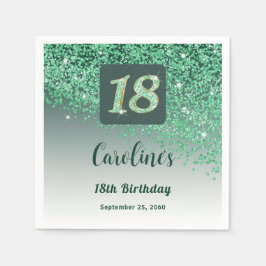 18th誕生日シックグリーングリッター スタンダードカクテルナプキン