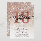 18th誕生日シャンパングリッター 招待状 (正面/裏面)