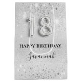 18th誕生日シルバーグリッターモノグラム ミディアムペーパーバッグ (裏面)
