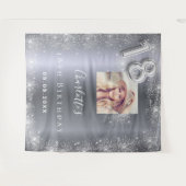 18th誕生日シルバーフォトグリッターダストウェルカム タペストリー (正面(横))