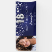 18th誕生日ネイビー・ブルー・シルバー・スターズ写真パーティー 横断幕 (縦)