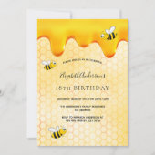 18th誕生日ハニカムスイートバンブルミツバチかわいい 招待状 (正面)