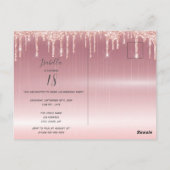 18th誕生日バラ金ゴールドグリッタードリップ招待状 ポストカード (裏面)