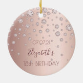 18th誕生日バラ金ゴールドスパークル18 セラミックオーナメント (裏面)