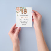 18th誕生日バラ金ゴールドフローラ予算の招待 チラシ (手)