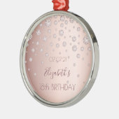 18th誕生日バラ金ゴールド輝く名前 メタルオーナメント (左)