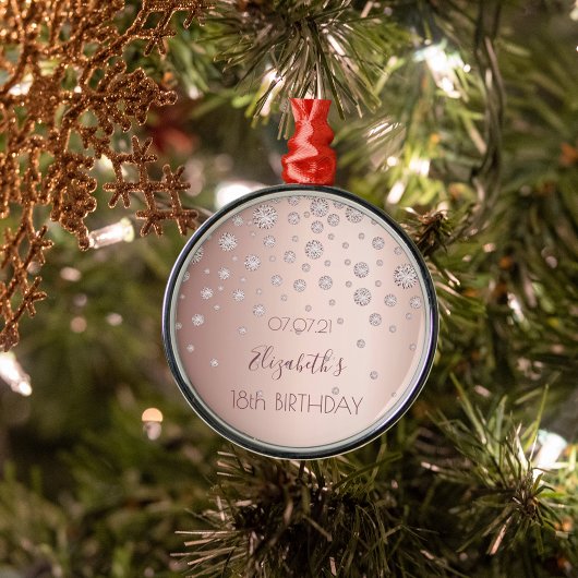 18th誕生日バラ金ゴールド輝く名前 メタルオーナメント