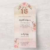 18th誕生日パンパスグラスバラピンク花模様RSVP オールインワン招待状 (内側)