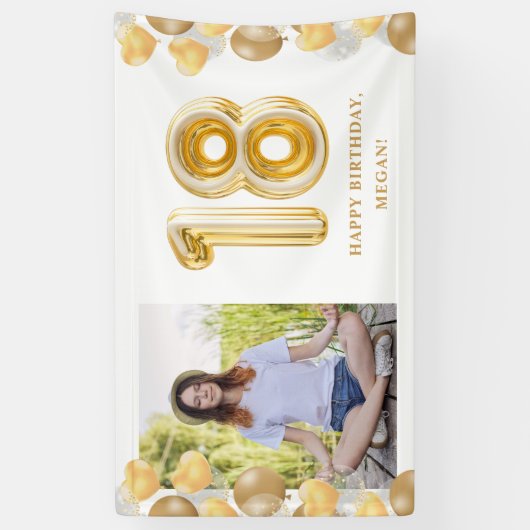 18th誕生日パーティフォト金ゴールドバルーン 横断幕 (縦)