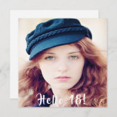 18th誕生日パーティーこんにちは18写真 招待状 (正面/裏面)