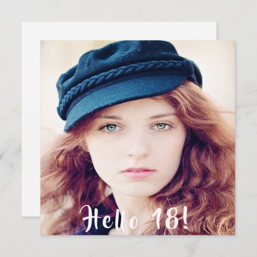 18th誕生日パーティーこんにちは18写真 招待状 (正面/裏面)