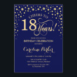 18th誕生日パーティーの招待状 – Navy Blue金ゴールド 招待状<br><div class="desc">第18回バースデーパーティーへの招待。エレガントデザインとフェイクグリッター金ゴールドとネイビーブルー。応援18年！メッセージもしの詳細なカスタマイズが必要。</div>