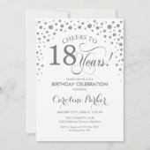 18th誕生日パーティーの招待状 – Silver White 招待状 (正面)