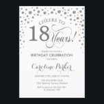 18th誕生日パーティーの招待状 – Silver White 招待状<br><div class="desc">第18回バースデーパーティーへの招待。エレガントグリッター銀フェイク白のデザイン。応援18年！詳細なカスタマイもしズが必要なメッセージを表示する。</div>