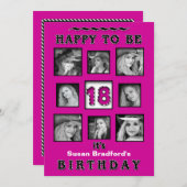 18th誕生日パーティーへの招待 – 写真 – 明るい赤紫色 招待状 (正面/裏面)