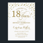 18th誕生日パーティーへの招待 – 金ゴールドホワイト 招待状<br><div class="desc">第18回バースデーパーティーへの招待。エレガントデザインとフェイクグリッター金ゴールドと白。応援18年！詳細なカスタマイもしズが必要なメッセージを表示する。</div>