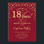 18th誕生日パーティーへの招待 – 金ゴールド赤 招待状<br><div class="desc">第18回バースデーパーティーへの招待。エレガントデザインとフェイクグリッター金ゴールドと濃い赤。応援18年！メッセージもしの詳細なカスタマイズが必要。</div>