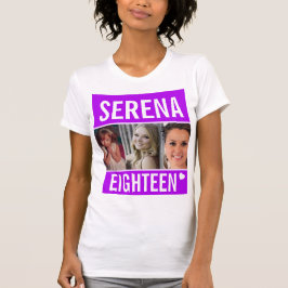 18th誕生日パーティーイベントお祝いフォトパープル tシャツ