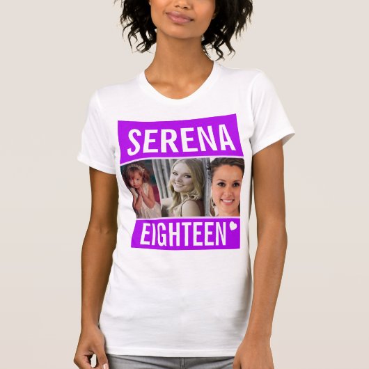 18th誕生日パーティーイベントお祝いフォトパープル tシャツ (正面)