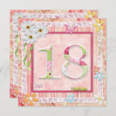 18th誕生日パーティースクラップブック作りスタイル 招待状 (正面/裏面)