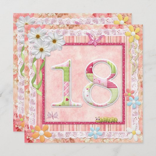 18th誕生日パーティースクラップブック作りスタイル 招待状 (正面/裏面)