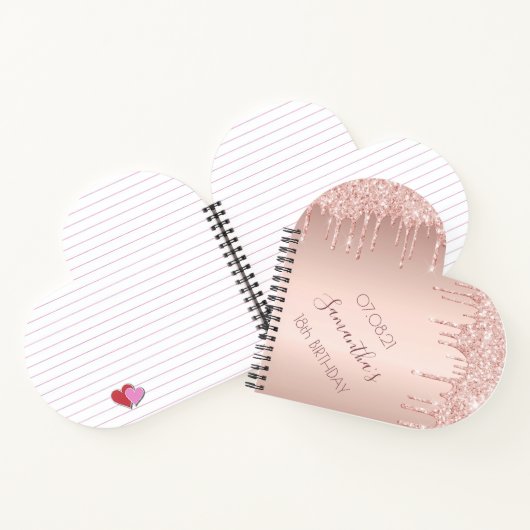 18th誕生日パーティーバラ金ゴールドグリッターはハートを乾燥 ノートブック (内部)