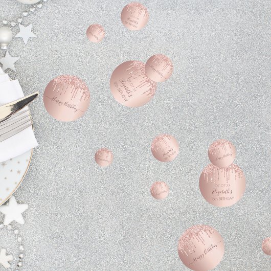 18th誕生日パーティーバラ金ゴールドグリッタードリップピンク コンフェッティ