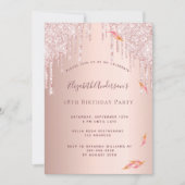 18th誕生日パーティーバラ金ゴールドグリッター乾燥 招待状 (正面)